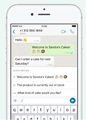 Whatsapp business quick replies and greeting messages